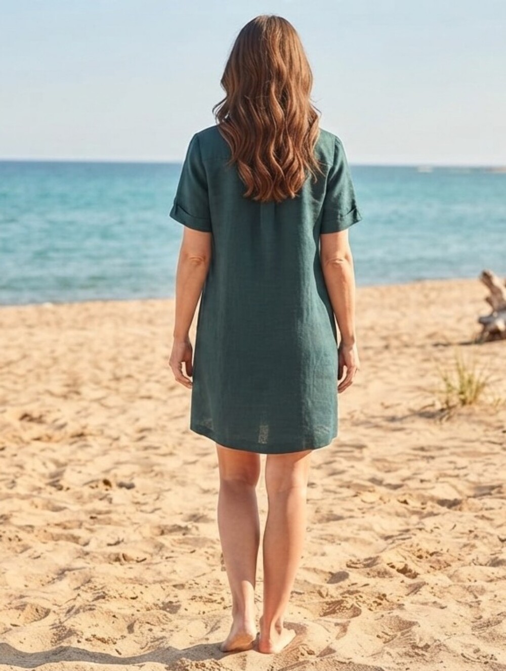 J.Jill Love Linen Shirt Dress Short Sleeve Pockets Size S Navy Blue - Picture 7 of 16